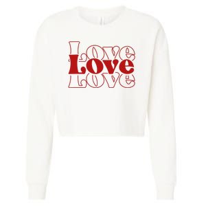 Love Retro Cute Gift Cropped Pullover Crew