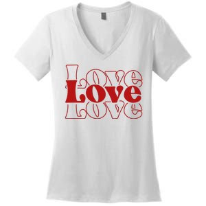 Love Retro Cute Gift Women's V-Neck T-Shirt