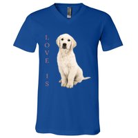 Labrador Retriever Cool Gift White Lab Dog Mom Gift V-Neck T-Shirt