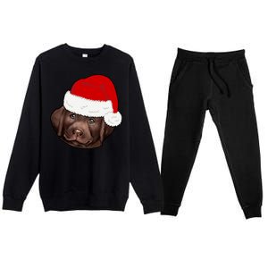 Labrador Retriever Dog Lover Funny Cute Hat Christmas Santa Great Gift Premium Crewneck Sweatsuit Set