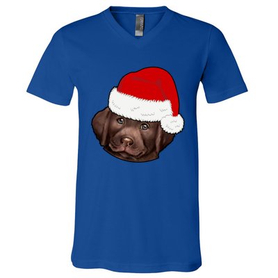 Labrador Retriever Dog Lover Funny Cute Hat Christmas Santa Great Gift V-Neck T-Shirt