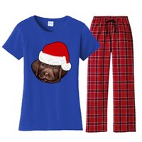 Labrador Retriever Dog Lover Funny Cute Hat Christmas Santa Great Gift Women's Flannel Pajama Set