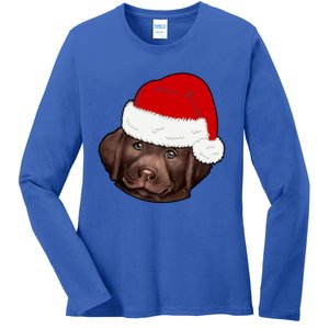 Labrador Retriever Dog Lover Funny Cute Hat Christmas Santa Great Gift Ladies Long Sleeve Shirt