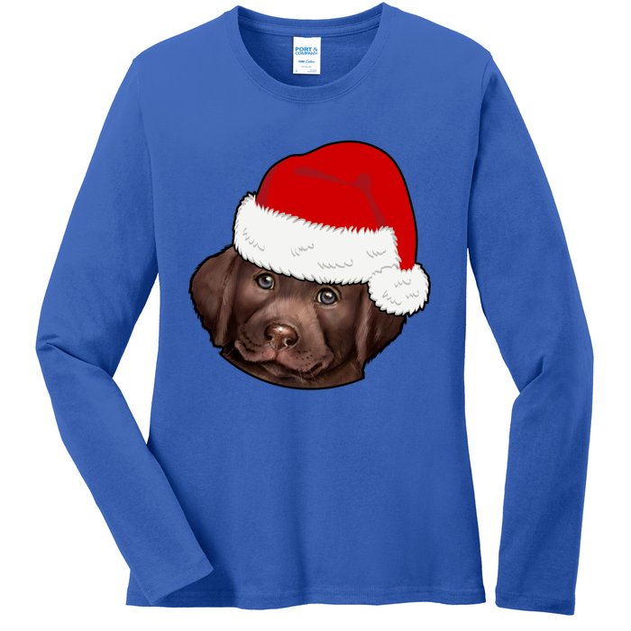 Labrador Retriever Dog Lover Funny Cute Hat Christmas Santa Great Gift Ladies Long Sleeve Shirt