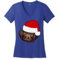 Labrador Retriever Dog Lover Funny Cute Hat Christmas Santa Great Gift Women's V-Neck T-Shirt