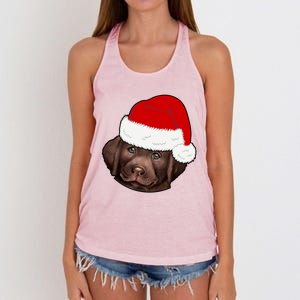 Labrador Retriever Dog Lover Funny Cute Hat Christmas Santa Great Gift Women's Knotted Racerback Tank