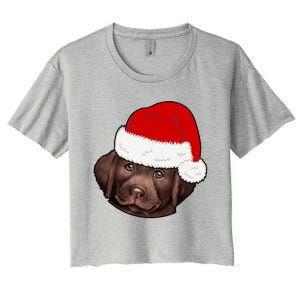 Labrador Retriever Dog Lover Funny Cute Hat Christmas Santa Great Gift Women's Crop Top Tee