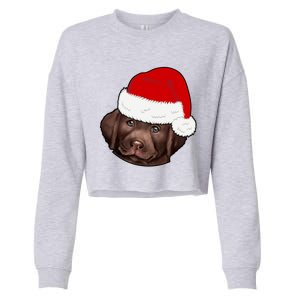 Labrador Retriever Dog Lover Funny Cute Hat Christmas Santa Great Gift Cropped Pullover Crew