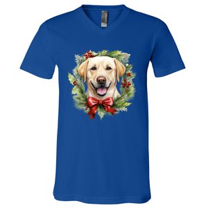 Labrador Retriever Dog Breed Christmas Canine Festive Spirit Gift V-Neck T-Shirt