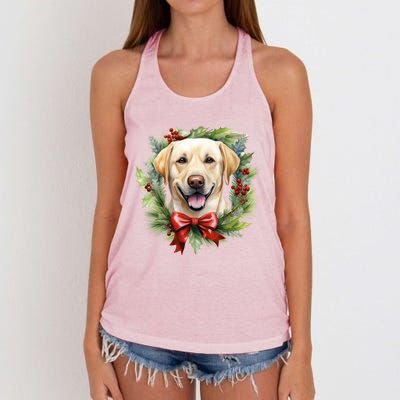 Labrador Retriever Dog Breed Christmas Canine Festive Spirit Gift Women's Knotted Racerback Tank