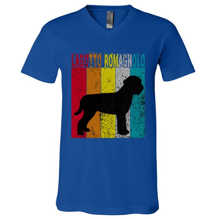 Lagotto Romagnolo Dog Vintage Retro Style Gif Cool Gift V-Neck T-Shirt