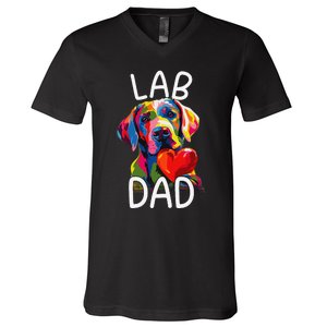 Labrador Retriever Dad Design Pop Art Lab Retriever V-Neck T-Shirt