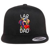 Labrador Retriever Dad Design Pop Art Lab Retriever Flat Bill Trucker Hat