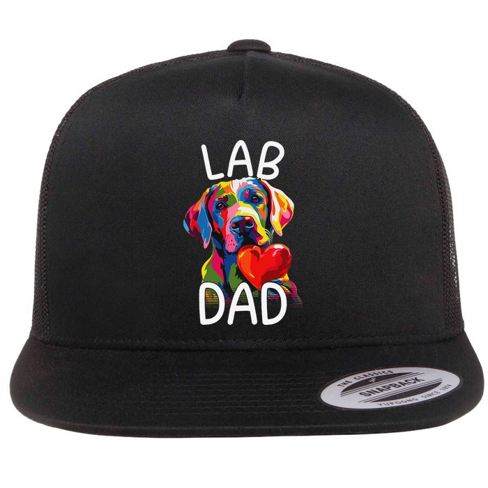 Labrador Retriever Dad Design Pop Art Lab Retriever Flat Bill Trucker Hat