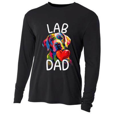 Labrador Retriever Dad Design Pop Art Lab Retriever Cooling Performance Long Sleeve Crew