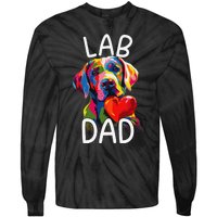 Labrador Retriever Dad Design Pop Art Lab Retriever Tie-Dye Long Sleeve Shirt