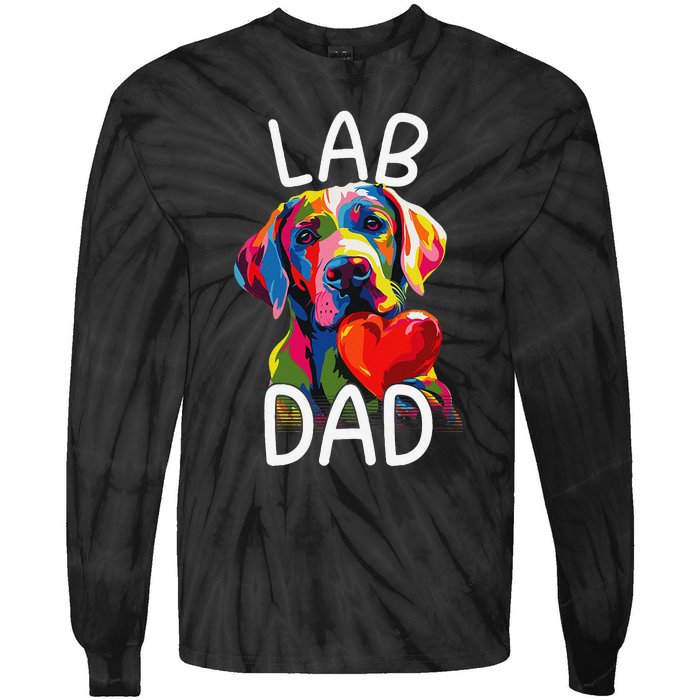 Labrador Retriever Dad Design Pop Art Lab Retriever Tie-Dye Long Sleeve Shirt