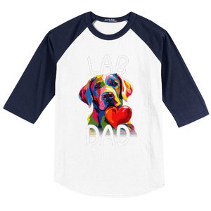 Labrador Retriever Dad Design Pop Art Lab Retriever Baseball Sleeve Shirt