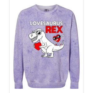 Lovesaurus Rex Dab Heart Dino Valentines Day Gift Colorblast Crewneck Sweatshirt