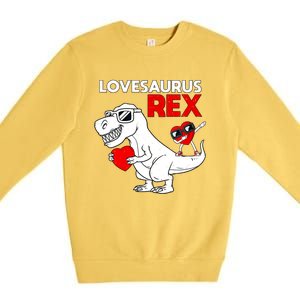 Lovesaurus Rex Dab Heart Dino Valentines Day Gift Premium Crewneck Sweatshirt