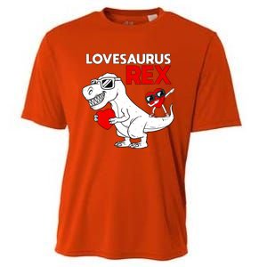 Lovesaurus Rex Dab Heart Dino Valentines Day Gift Cooling Performance Crew T-Shirt