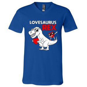 Lovesaurus Rex Dab Heart Dino Valentines Day Gift V-Neck T-Shirt