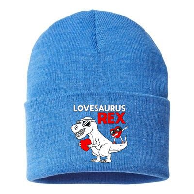 Lovesaurus Rex Dab Heart Dino Valentines Day Gift Sustainable Knit Beanie