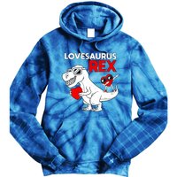 Lovesaurus Rex Dab Heart Dino Valentines Day Gift Tie Dye Hoodie