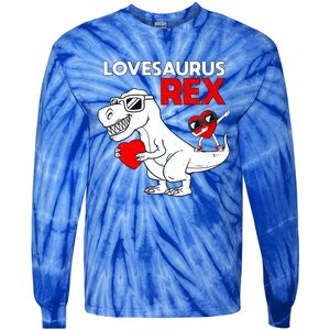 Lovesaurus Rex Dab Heart Dino Valentines Day Gift Tie-Dye Long Sleeve Shirt