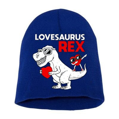 Lovesaurus Rex Dab Heart Dino Valentines Day Gift Short Acrylic Beanie