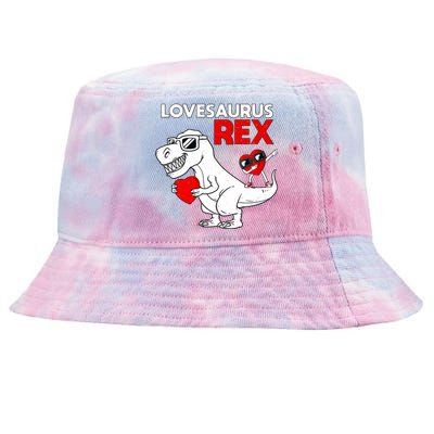 Lovesaurus Rex Dab Heart Dino Valentines Day Gift Tie-Dyed Bucket Hat