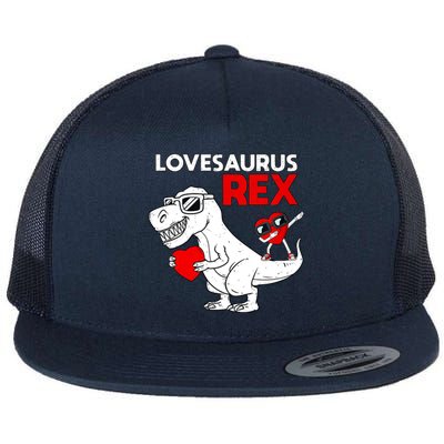 Lovesaurus Rex Dab Heart Dino Valentines Day Gift Flat Bill Trucker Hat