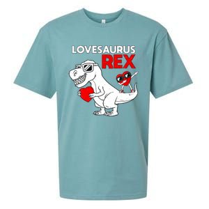 Lovesaurus Rex Dab Heart Dino Valentines Day Gift Sueded Cloud Jersey T-Shirt