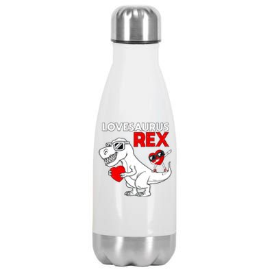 Lovesaurus Rex Dab Heart Dino Valentines Day Gift Stainless Steel Insulated Water Bottle