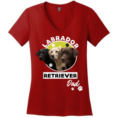 Labrador Retriever Dog Dad Women's V-Neck T-Shirt