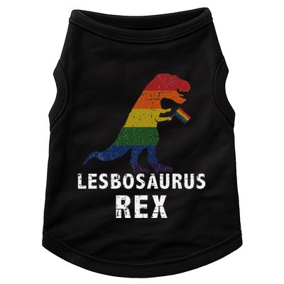 Lesbosaurus Rex Dinosaur In Rainbow Flag For Lesbian Pride Doggie Tank
