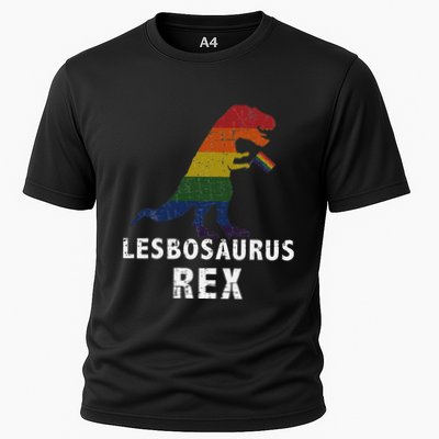 Lesbosaurus Rex Dinosaur In Rainbow Flag For Lesbian Pride Performance Shirt