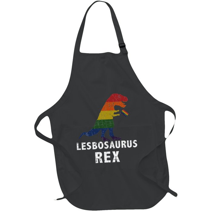 Lesbosaurus Rex Dinosaur In Rainbow Flag For Lesbian Pride Apron