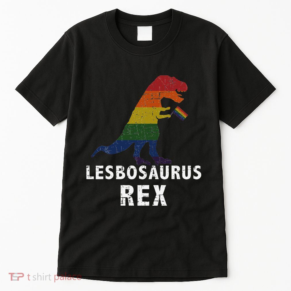 Lesbosaurus Rex Dinosaur In Rainbow Flag For Lesbian Pride Tall T-Shirt