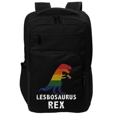 Lesbosaurus Rex Dinosaur In Rainbow Flag For Lesbian Pride Impact Tech Backpack