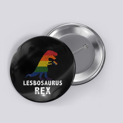Lesbosaurus Rex Dinosaur In Rainbow Flag For Lesbian Pride Button