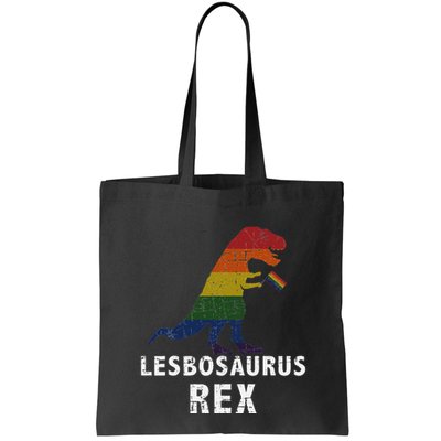 Lesbosaurus Rex Dinosaur In Rainbow Flag For Lesbian Pride Bag