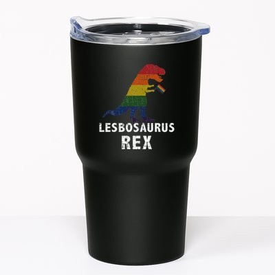 Lesbosaurus Rex Dinosaur In Rainbow Flag For Lesbian Pride Tumbler