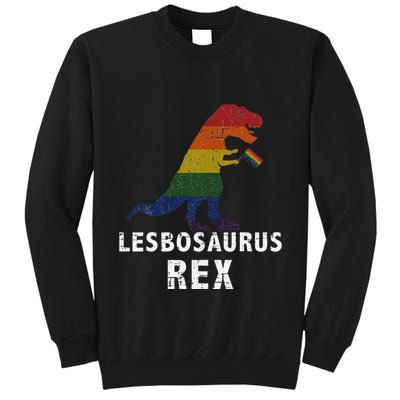 Lesbosaurus Rex Dinosaur In Rainbow Flag For Lesbian Pride Tall Sweatshirt
