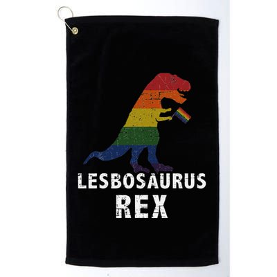 Lesbosaurus Rex Dinosaur In Rainbow Flag For Lesbian Pride Golf Towel