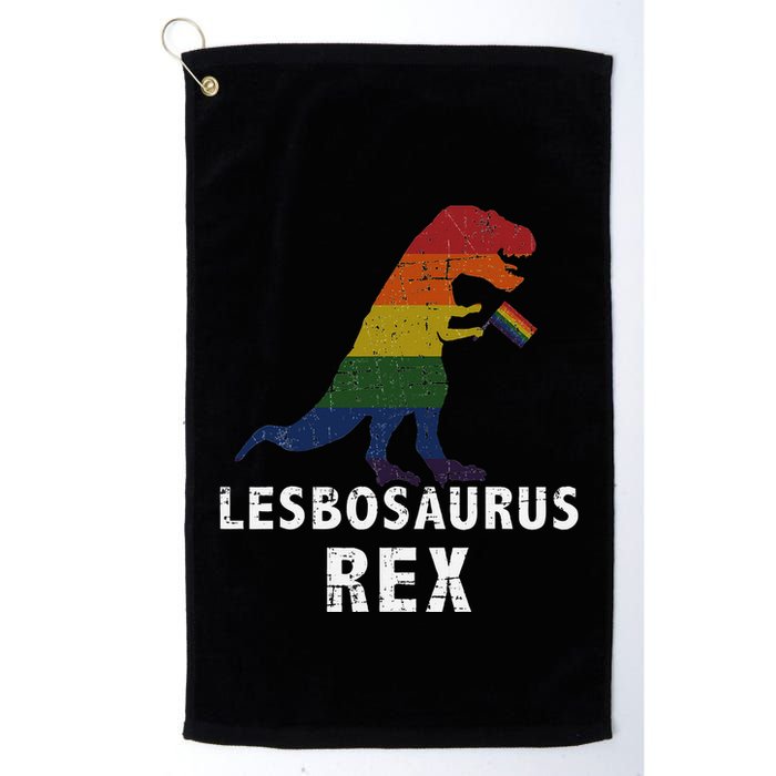 Lesbosaurus Rex Dinosaur In Rainbow Flag For Lesbian Pride Golf Towel
