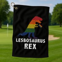 Lesbosaurus Rex Dinosaur In Rainbow Flag For Lesbian Pride Golf Towel