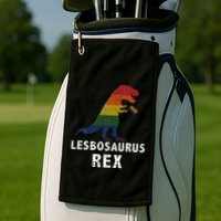 Lesbosaurus Rex Dinosaur In Rainbow Flag For Lesbian Pride Golf Towel
