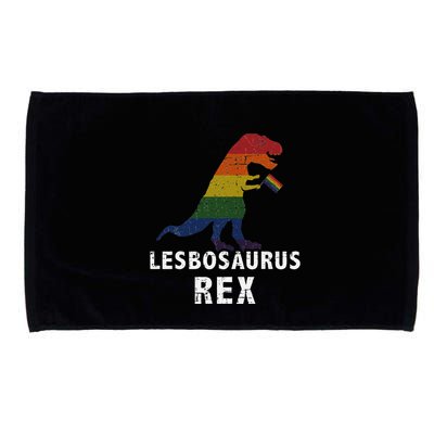 Lesbosaurus Rex Dinosaur In Rainbow Flag For Lesbian Pride Microfiber Hand Towel