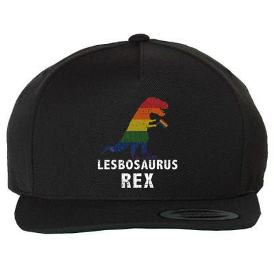 Lesbosaurus Rex Dinosaur In Rainbow Flag For Lesbian Pride Wool Snapback Cap
